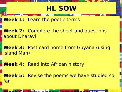 Poetry from other cultures full term SOW (incl. resources) mixed ability