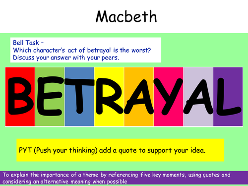 Macbeth Betrayal Theme Revision Lesson