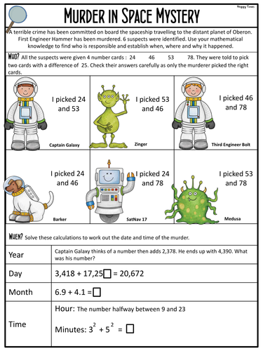 Murder Mystery Maths Tes