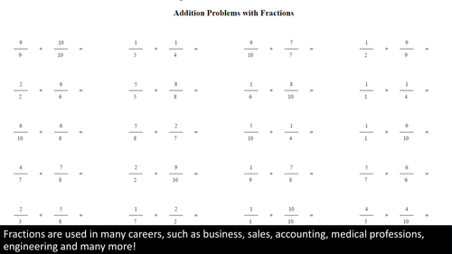 Fraction Addition: 20 questions plus answers!