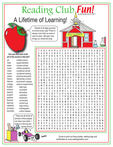 A Lifetime of Learning Word Search Puzzle