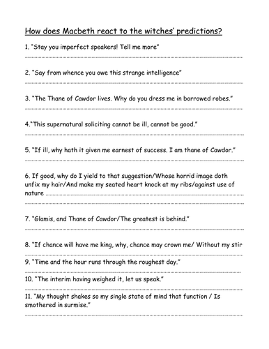 How does Macbeth react to the witches?