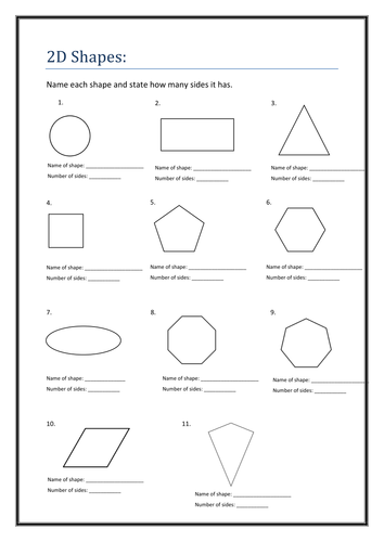 2D Shapes - Name and Sides
