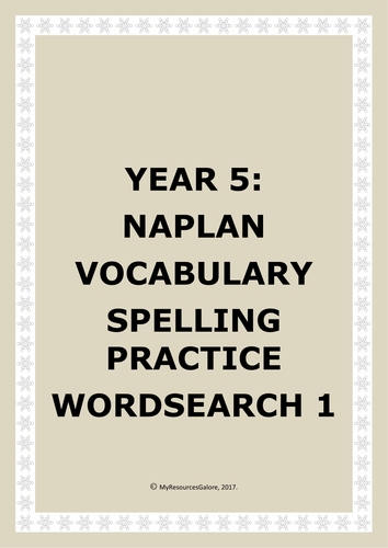 NAPLAN: Year 5 Spelling activity - Wordsearch