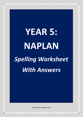 NAPLAN: Year 5 Spelling Worksheet