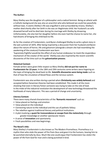 Frankenstein A Level English Literature Revision
