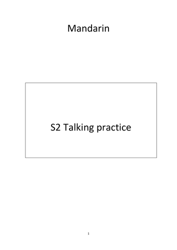 Mandarin Speaking Practice Booklet- beginner level