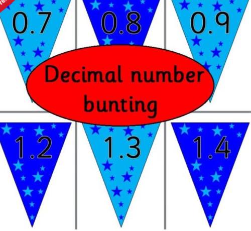 Decimal number bunting flags