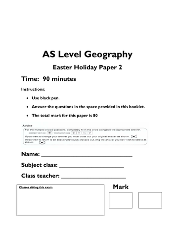 AQA (new) AS Level Mock Exam 2