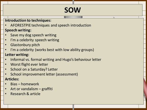 Persuasive writing mixed ability full term SOW (incl. resources) mixed ability