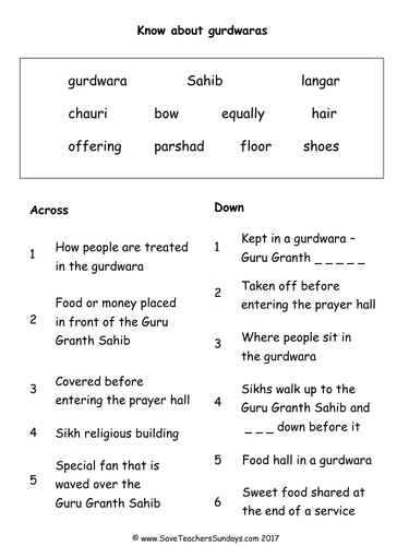 Gurdwaras KS1 Lesson Plan and Differentiated Worksheets / Activity