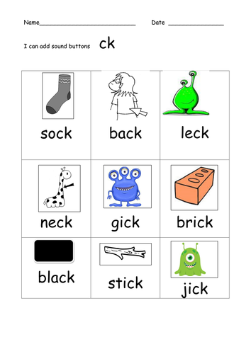ck phoneme real and alien words