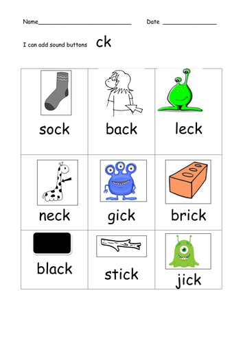 ck phoneme real and alien words | Teaching Resources