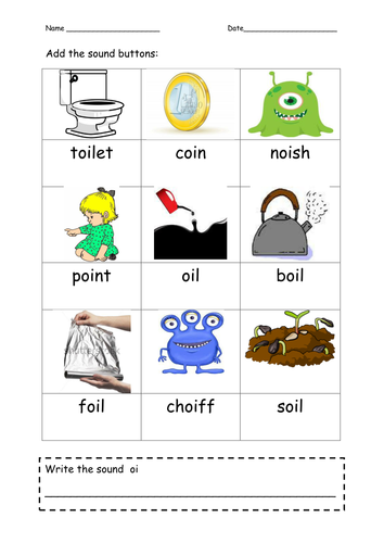 b worksheet letter 1 for grade and by   oi words real alien phoneme catline Teaching