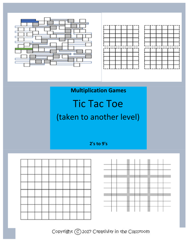 Multiplication Single Digit Tic Tac Toe Games  (taken to another level)