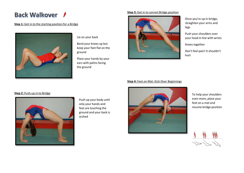 Gymnastics Back Walkover Task Card (Differentiated Progressions)