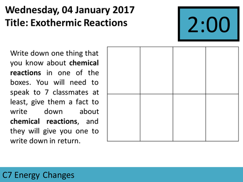 AQA GCSE C7 Energy Changes Sequence of Lessons for Chemistry Specification