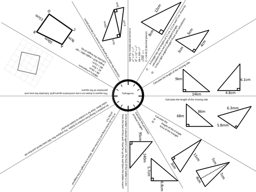 GCSE 1-9 Pythagoras revision mat and clock