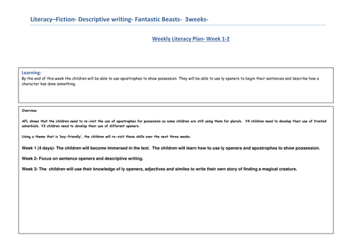 Harry Potter and Fantastic Beasts Lesson Plan bundle- fiction and non