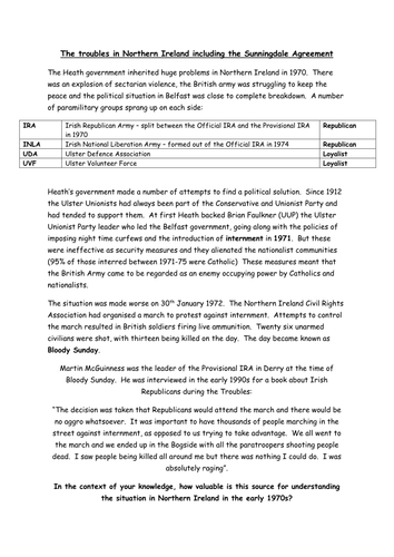 AQA A Level Britain 1950-2007: Heath and northern Ireland (2 lessons)