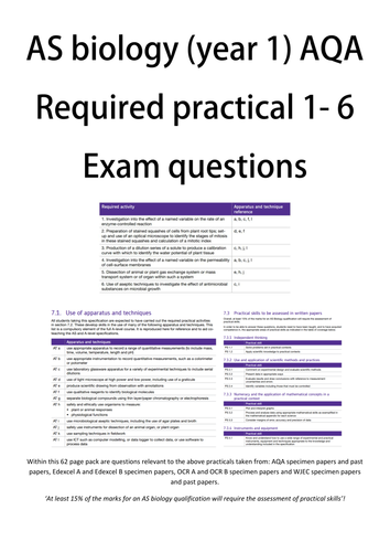 NEW SPEC required practical exam questions workbook AS biology (A level year 1)