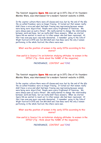 AQA A Level Britain 1950-2007: How equal were women in 1970s Britain?