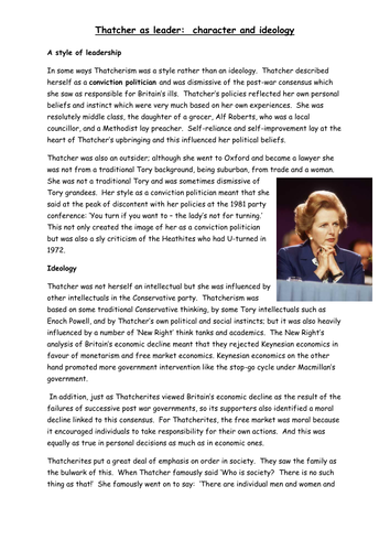 AQA A Level Britain 1950-2007: Thatcher as a leader