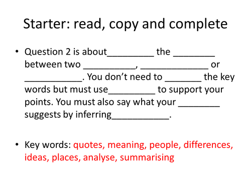 AQA PAPER 2 QUESTION 2 EXAM PREPARATION WRITING A SUMMARY