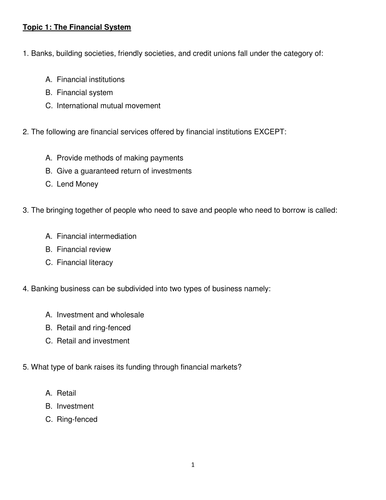 IFS LIBF Diploma - Unit 4 - Multiple Choice Questions