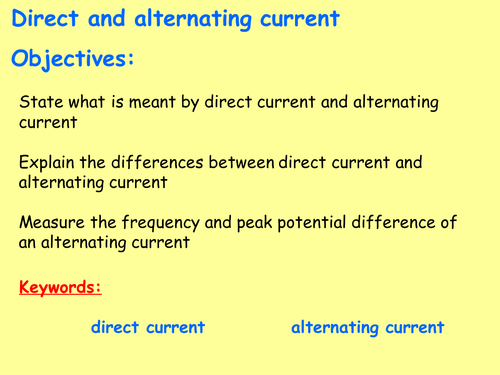 New AQA P2.6 (New Physics GCSE spec 4.2 - exams 2018) - Direct and alternating potential difference