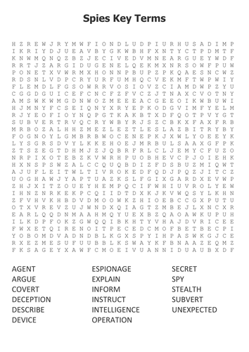 Spies word search