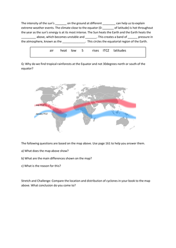 ITCZ Worksheet - WJEC 9-1