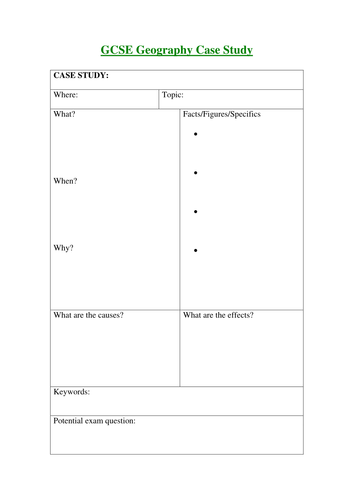 GCSE Geography Case Study Template