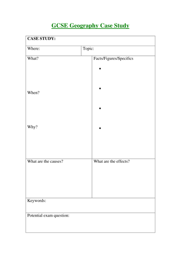 geography case study template