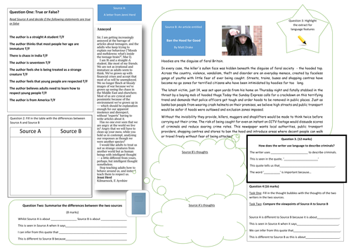 AQA Paper Two Section A Learning Mat