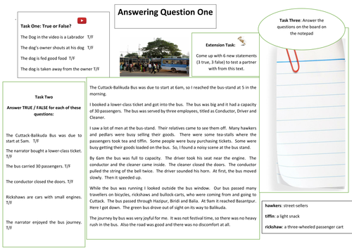 English Language Paper 2 Introductory Lesson/Worksheet for Paper 2 Question 1