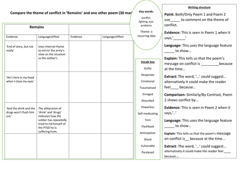 Poetry Comparison Response Planner for AQA Paper 2 Literature