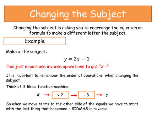 Changing the Subject GCSE Revision