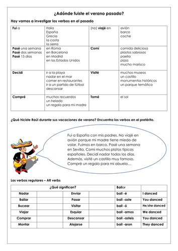 Spanish Ks3 Gcse Holidays Preterite Past Tense Las Vacaciones Preterite Reading Writing By Rl6 0739