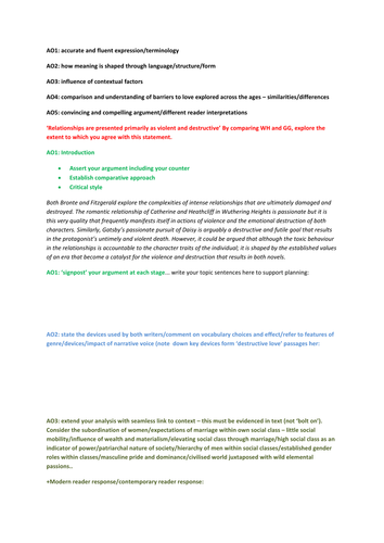 AQA AS Literature_comparing The Great Gatsby and Wuthering Heights