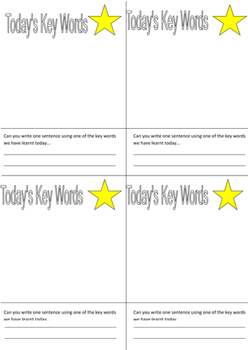 Key Word - SEN "What have i learnt today"?