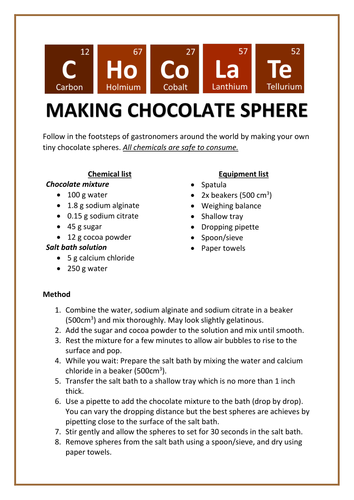 Making chocolate spheres: Experiment
