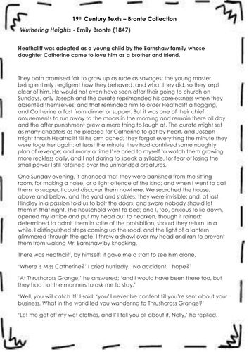 19th Century Fiction Extracts and Questions – Bronte Collection ...