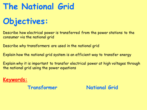 New AQA P2.9 (New Physics GCSE spec 4.2 - exams 2018) - The National Grid