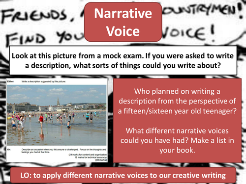 AQA GCSE English Language Paper 1 Question 5 Narrative Voice | Teaching Resources