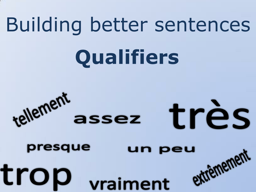 Building Better Sentences – French qualifier flashcards and support sheets.