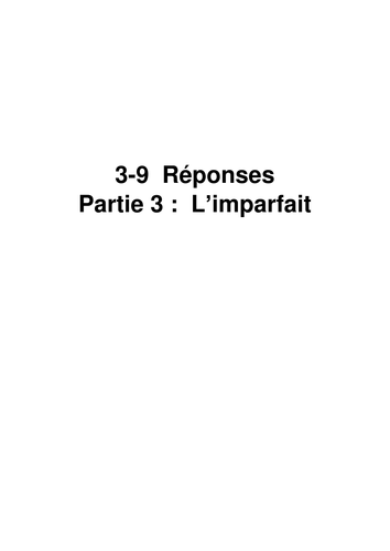 French: Stage 3-9: Answers to the imperfect tense