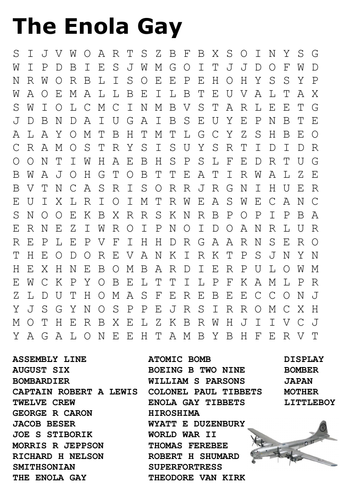 The Enola Gay Word Search