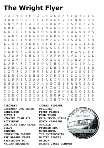 The Wright Flyer Word Search