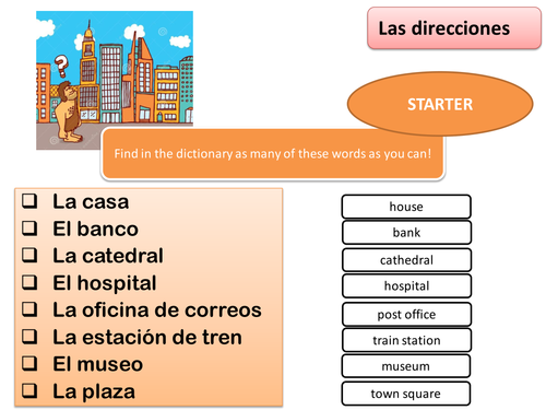 Directions - Spanish - KS3 - Lesson + game